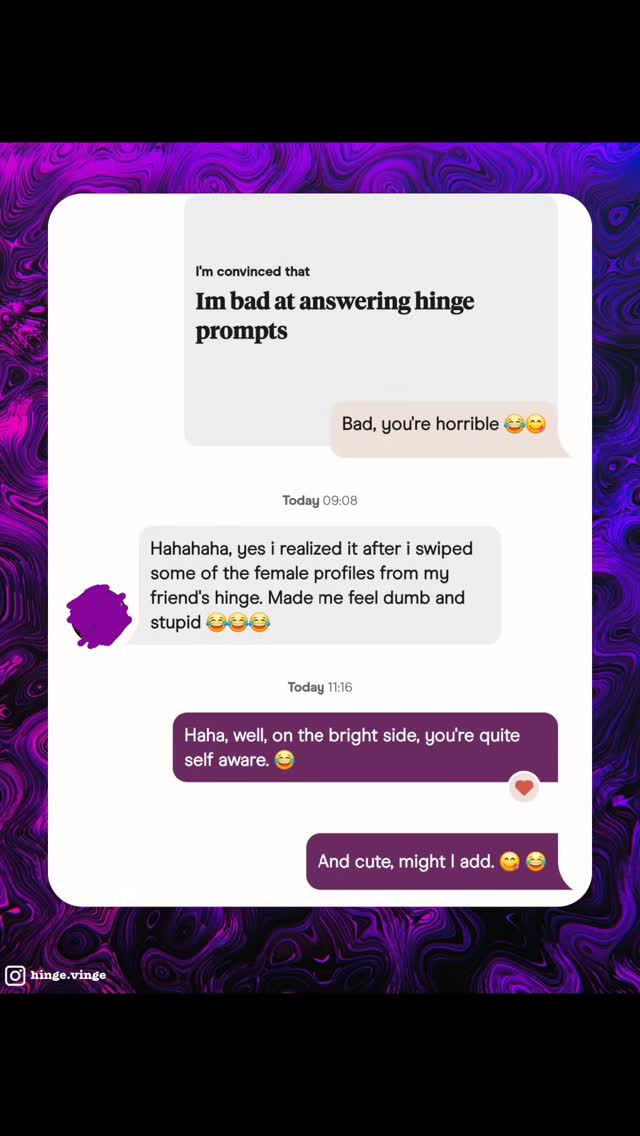 The image shows a collection of chat bubbles laid over a textured purple and black background reminiscent of swirling paint. The main element is a white chat interface showing a conversation. The interface includes messages with text, time stamps and emoji reactions. The overall design is clean and modern, with a focus on readability and emotional expression. The logo of a social media app is on the bottom-left corner of the image.
