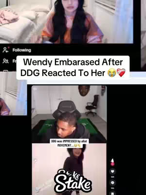 The cover image is a split-screen showing a streamer's reaction. At the top, a woman with dark hair is visible on a computer screen, reacting to something. Below, there is another person reacting while streaming to their audience. The image is overlaid with a title and a logo.