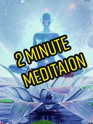 A cover image showing a person meditating in a lotus position, with a colorful background featuring a lotus flower in the foreground with a text overlay which reads "2 MINUTE MEDITATION".