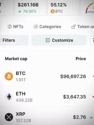 The cover image displays a screenshot of a cryptocurrency market tracking website or app. The top section shows market statistics like the total market cap and the percentage changes of Bitcoin (BTC). Below are the market cap, price, and symbol for different cryptocurrencies, including BTC, Ethereum (ETH), and XRP. The layout is clean, with a light background and key metrics prominently displayed.