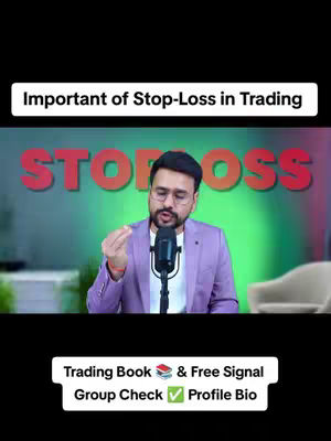 The image shows a man in a business suit, speaking into a microphone, with a large text overlay that reads "STOP LOSS" in a bold font. The background is a blurred green and blue.