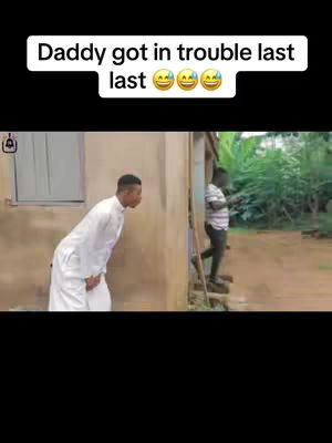 The cover image shows a man in a white robe leaning forward with a surprised expression. Behind him, another man is walking into a building. Above, text reads, "Daddy got in trouble last last" with laughing emojis.