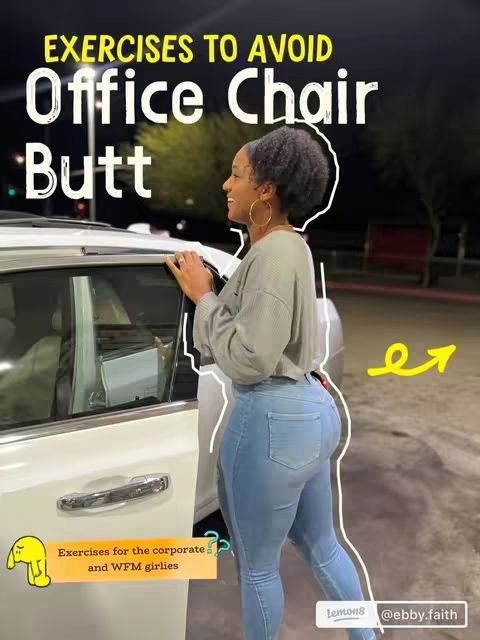 The image features a woman standing next to a white car, with the focus on her glutes. Text overlays highlight different elements, the overall composition highlights body and fitness.