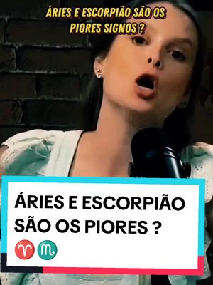 A woman with light skin is speaking, her mouth open as if she's mid-sentence. Behind her is a dark brick wall. A text box at the bottom asks a question about the worst zodiac signs, with zodiac symbols below. The color scheme is muted, with the focus on the speaker and the text overlay.