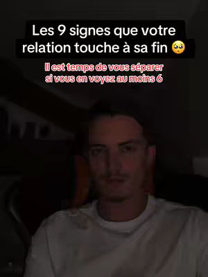 The cover image shows a man in a white shirt in a dimly lit room. Text overlayed on the image includes statements about relationships, the ending of the relationship, and a warning to leave if the viewer recognizes a certain amount of signs. The man has dark hair and a mustache, he looks directly at the camera.