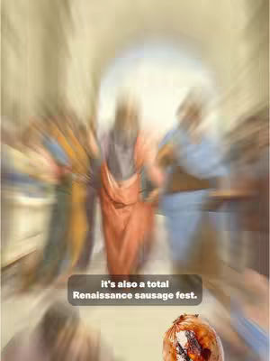 The cover image displays a blurred, zoomed-in portion of Raphael's 'School of Athens' fresco. The focus is on a group of figures, their forms indistinct due to the blur effect, with the central figures being more defined. Subtle colors of the image are discernible, some figures appear to wear robes.