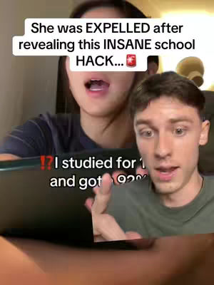 The cover image shows two people on a split screen. On the top, a woman is looking up with an open mouth, and at the bottom right, a man is looking at the viewer with an open mouth. The woman has a text overlay on her, and the man seems to hold something that is in front of him.