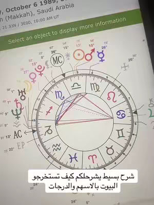The image shows a close-up view of a computer screen displaying an astrological chart. The chart contains various astrological symbols, lines, and text that provide details on planets, signs, and other astrological elements. Colored lines and shapes create a visually complex layout.
