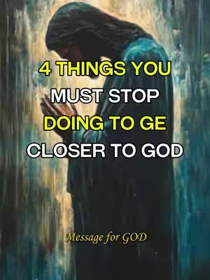 The image shows a digitally created person, likely Jesus, in prayer. The figure is central, cloaked in a dark robe with a blue accent on the shoulders. The background is abstract with tones of blue and gold. Text overlays list the video's main topic.