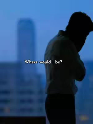 A silhouette of a person standing by a window, likely in a city setting, shown against a backdrop of a dark blue sky and buildings.