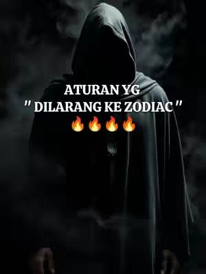 A mysterious figure cloaked in a dark hooded robe dominates the image against a smoky, blurred background. Bold white text overlaid on the figure reads a statement about zodiac rules. Flames are displayed in the image as well.