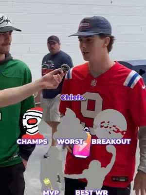 An image featuring a group of people, likely in a casual setting. The central figure is wearing a red jersey with the number 9, a blue baseball cap, and appears to be in conversation, possibly being interviewed. Text elements overlap parts of the subjects and the image. The background appears to be a plain white wall. Over some of the subjects and elements, various graphics and text overlays are present.