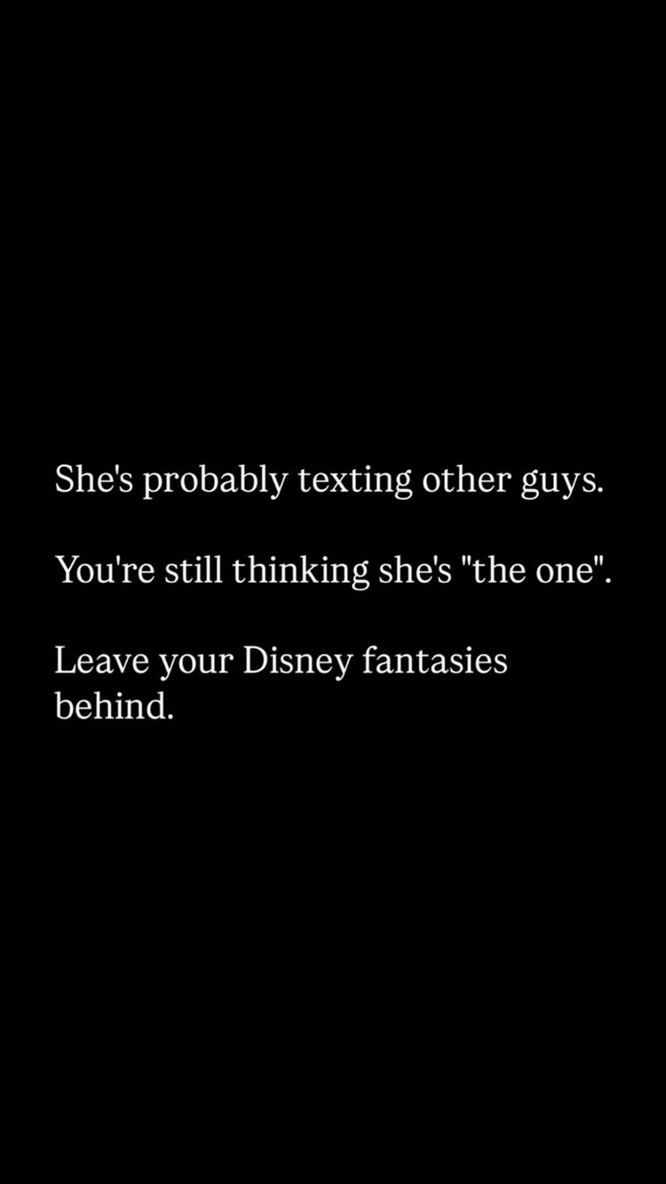 A black background with white text arranged in sentences. The text provides relationship advice, formatted in a list.