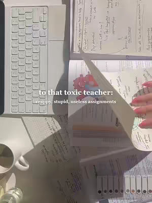 The image shows a workspace with study materials, including notebooks, a keyboard, and pens, with text overlayed.
