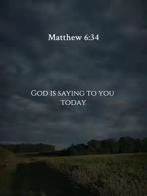 A serene image of a landscape under a cloudy sky. Text overlays display a Bible verse. The scene includes a field of grass and the silhouette of trees in the distance. The color palette is dominated by cool, muted tones.