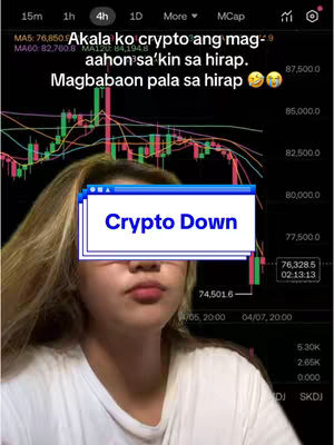 The cover image shows a woman with long blonde hair, her face partially obscured, looking toward the viewer. Overlayed on her face is a stylized computer window labeled "Crypto Down."