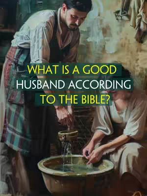 An aged-style image depicts a man pouring water from a vessel into a basin, while another figure is seated, presumably helping with washing. The scene is bathed in warm, golden light, suggesting a historical or biblical setting.