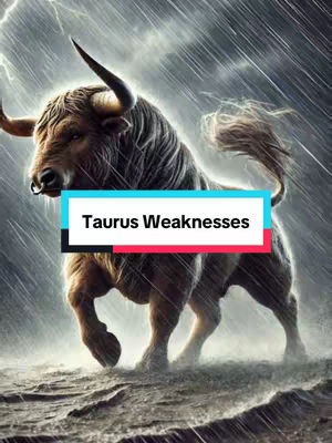 An artistic image depicts a powerful bull emerging from a stormy, rainy environment. The bull is the central figure, powerfully built with dark fur, prominent horns, and a determined expression. Overhead, dark clouds and lightning suggest a tempestuous backdrop, with rain streaks visible. A horizontal banner with text frames the bull's body.