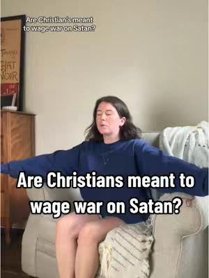A woman with shoulder-length dark hair sits on a cream-colored couch, arms outstretched. She wears a dark blue top and her legs are crossed. Overlaid on the image are white text boxes with questions and statements.