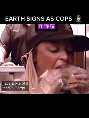 The cover image features a screenshot from 'The Simple Life' show, with Paris Hilton eating a snack from a clear plastic wrap, with text overlayed on top. The text at the top reads, 'EARTH SIGNS AS COPS' and a set of astrological symbols (Taurus, Virgo, and Capricorn).