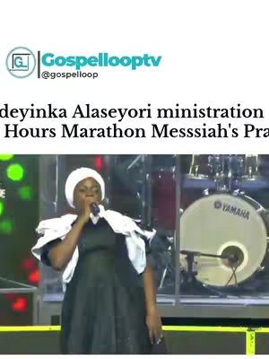 The cover image features a woman performing on stage, holding a microphone, with a large Yamaha drum set in the background. The woman, who appears to be the central figure, is wearing a black dress and a white head covering and shawl. Additional text on the cover identifies the video as a gospel performance.