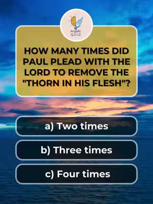 The image is a quiz-style graphic with a stylized sky background showing a gradient of blues and oranges, suggesting a sunset or sunrise. It features a central, light-yellow rectangular box with a question in dark text, a three-choice answer section, and a circular logo in the top-right corner. The layout is simple, the presentation is clean and the colors are vibrant.