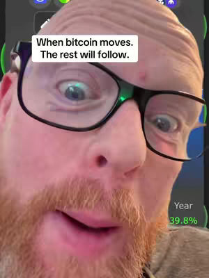 A close-up shot of a man with fair skin, a red beard, and glasses. The text overlay reads, "When bitcoin moves. The rest will follow."