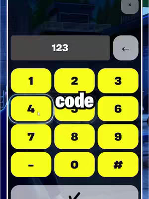 The cover image is a screenshot from the video game Fortnite, displaying a keypad interface with numbers and symbols. The focus is on the number '4' which is highlighted, and the word 'code' is overlaid on the keypad.