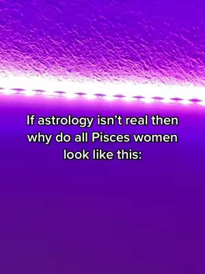 The cover image displays a vibrant purple gradient background with a white horizontal beam of light. Overlaid on this vivid backdrop is white text. The text poses a rhetorical question about the shared characteristics of Pisces women, set against a backdrop of purple and white.