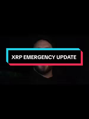 A close-up shot of a man's face against a dark background. A text overlay with a teal background and a bright pink border reads "XRP EMERGENCY UPDATE".