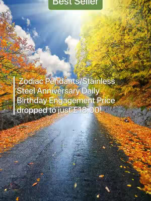 The cover image shows a scenic road with yellow and orange leaves fallen on each side and on the wet asphalt. The sky has blue with some clouds and rays of sunlight shining down. There are several text overlays.