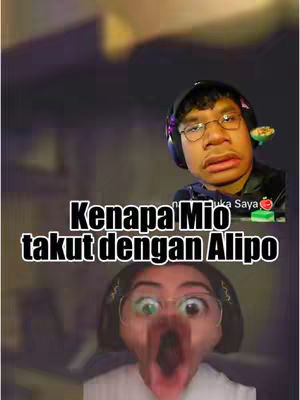 The image has two faces appearing on top of a blurred background. The background is primarily purple and dark. At the top of the frame, there is a person with glasses and headphones, wearing a black-jacket; they have a neutral expression. Below this is a digitally altered face with an enlarged screaming mouth. White text in a bold font is placed between the two faces.
