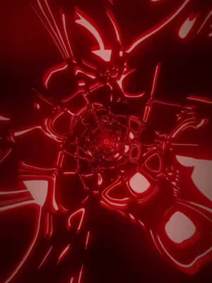 An abstract, digitally created image featuring a network of interconnected, glowing red lines against a deep, dark background. The lines appear to radiate from a central point, creating a sense of depth and movement, resembling veins or a complex circulatory system. The lighting emphasizes the three-dimensional quality of the lines, with the core appearing brightest and the surrounding areas gradually dimming.