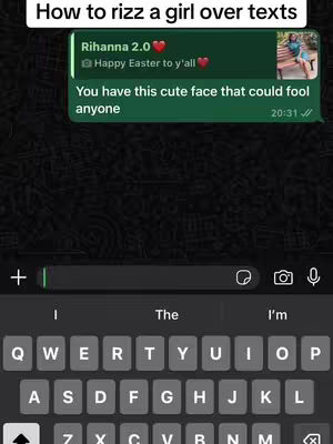 The image shows a dark screen displaying a simulated phone interface. At the top, there is a text bubble with a message and a profile picture, indicating a chat conversation. Below this, a keyboard is partially visible, suggesting a user is about to type or has just typed a text.
