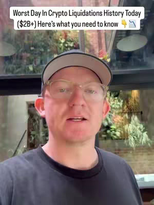 A middle-aged man with glasses and a baseball cap is centered in the frame, speaking directly to the camera against a backdrop of blurred natural light and greenery. Text overlays the image highlighting a key crypto news.