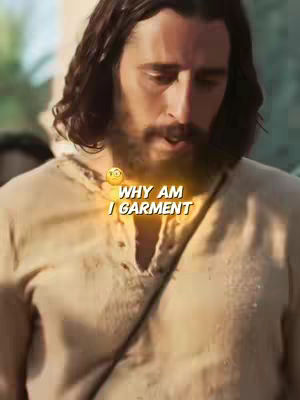 The image shows a man with long, dark hair and a beard, dressed in a simple tunic. He appears to be looking down with a concerned expression. Superimposed text in a yellow font is visible.