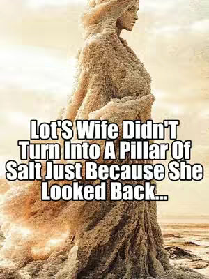 An image of a biblical figure depicted as a statue made of a sandy-colored material. The statue is a woman in flowing robes, positioned in front of a diffuse, bright background. Overlayed on the image is bold, white text.