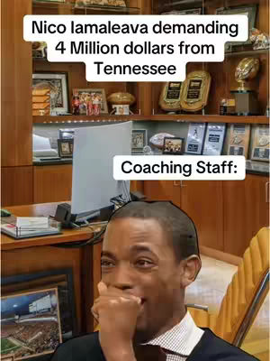 The cover image shows a black man covering his mouth with his hand, looking to the side and to the left. Over the man's head, the text bubble says, "Coaching Staff:" The background has wooden shelves filled with trophies, frames, and other memorabilia.
