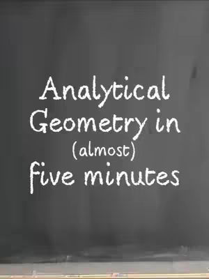 The cover image features a chalkboard with white handwritten text. The text reads 'Analytical Geometry in (almost) five minutes'. The layout is simple, with the text centered and prominent against the dark background.