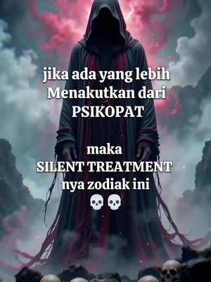 An image of a cloaked figure with a hood, standing in front of a surreal background with red and purple hues. Text overlays the image.