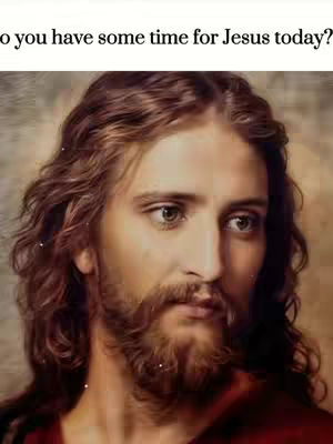 A vintage-style portrait depicts a light-skinned man, presumably Jesus, looking slightly to the side. His face is framed by shoulder-length, wavy brown hair and a full brown beard. The man's gaze is gentle, with a subtle expression. The background has a blurred appearance, with warm, earthy tones. The man is wearing a red garment around his shoulders and chest.