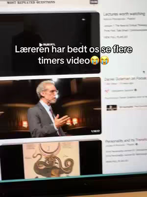 The video shows a computer screen displaying several videos, including one that seems to be a lecture with a man speaking. There is also an overlay on the top video which shows the text overlay.