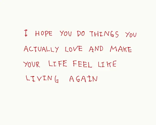 The image features white background with the handwritten words in the center, arranged in a loose paragraph or block of text. The text is in red and appears to be handwritten, giving it a personal feel.