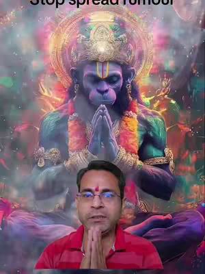 The cover image shows a man in the foreground with his hands clasped in prayer, superimposed over an artistic depiction of the deity of Hanuman from Hindu mythology. The background is a vibrant, colorful fantasy scene, complete with light elements surrounding Hanuman. The main visual focus is on the man in the foreground and the god Hanuman in the background. The overall composition uses a vibrant color palette and aims to be visually engaging.