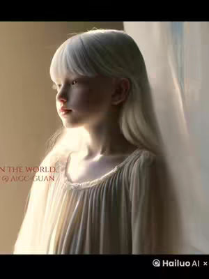 A serene cover image features a young person with pale skin and long, white hair, gazing towards the light. The person is dressed in a flowing white gown. The soft lighting suggests a moment of quiet contemplation or ethereal beauty, with a neutral background.