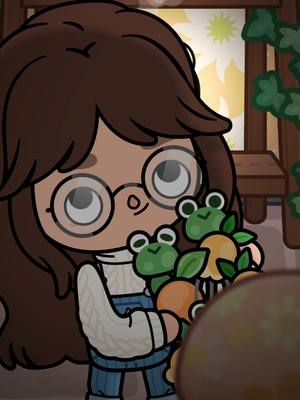 A cartoon illustration featuring a person with brown hair and glasses holding two bunches of plush frogs, with a neutral expression. The overall composition has a soft, welcoming feel.