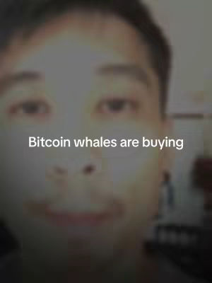 The cover image shows a blurred close-up of a person's face, likely the creator. Overlayed on the face is the text "Bitcoin whales are buying" in white lettering.