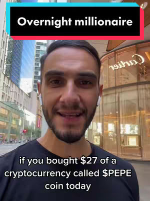 A man is standing in front of a Cartier store, the background is a city street with tall buildings. Text overlays are on the top and bottom.