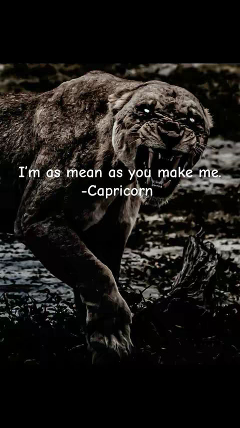 The image shows a roaring lion-like creature in a shadowy setting. The creature's mouth is wide open, displaying teeth, and its eyes have a glowing effect. Overlaid on the image is a text quote against the background.