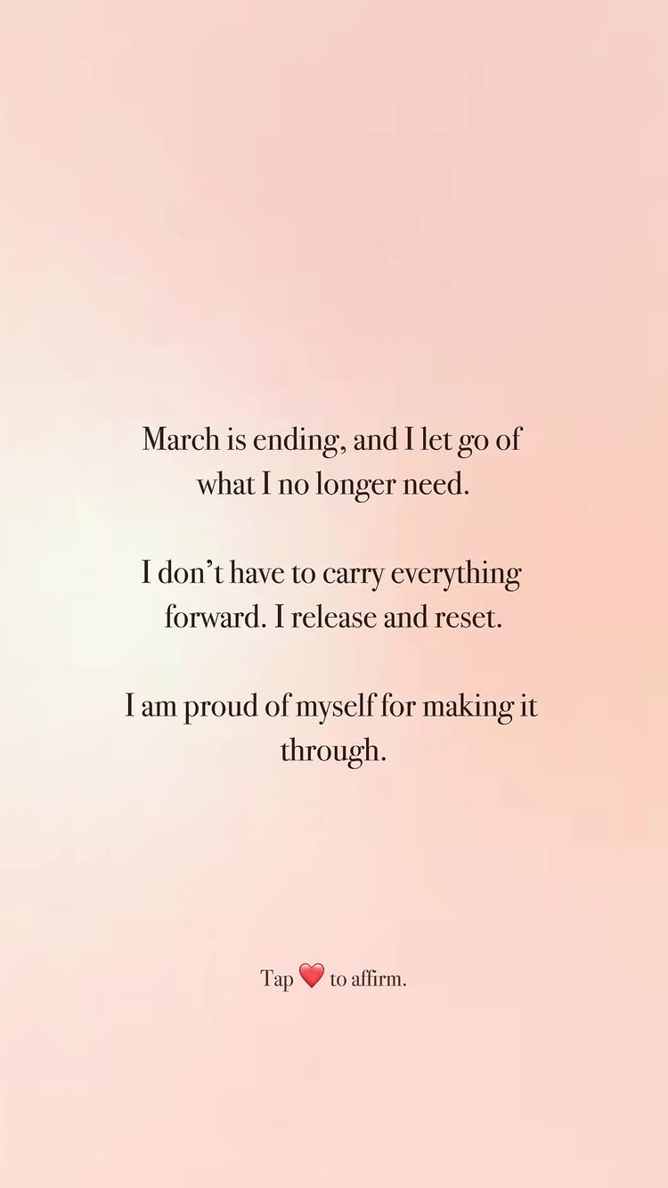 The image has a soft, light pink gradient background. Centered on the image are several lines of black text in a simple san-serif font. At the bottom is a call to action: Tap to affirm. Below it, in the bottom right, is a small red heart.